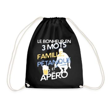 Famille, pétanque et apéro - Sac de sport léger - noir - Devant
