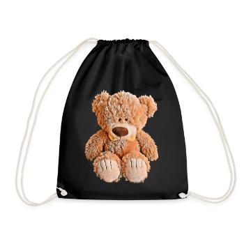 Cute Teddy Bear - Drawstring Bag - black - Front