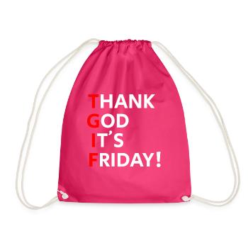 TGIF - THANK GOD IT'S FRIDAY - Drawstring Bag - fuchsia - Front