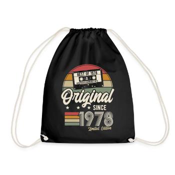 Original seit 1978 Vintage Retro Geburtstag - Turnbeutel - Schwarz - Vorne