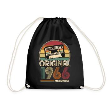 Born in 1966 Original Birthday Gift - Drawstring Bag - black - Front