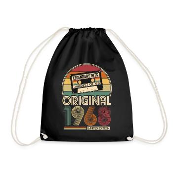 Born in 1968 Original Birthday Gift - Drawstring Bag - black - Front