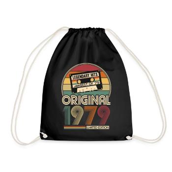 Jahrgang 1979 Vintage Retro Geburtstag Geschenk - Turnbeutel - Schwarz - Vorne