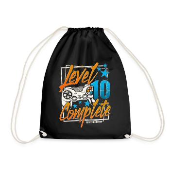 10th Birthday Level 10 Complete 10 Years Gamer - Drawstring Bag - black - Front