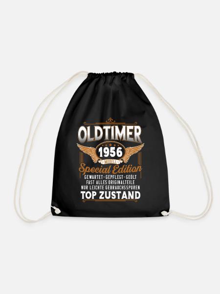 Oldtimer Baujahr 1956 Jahrgang Geburtstag Geschenk - Turnbeutel - Schwarz