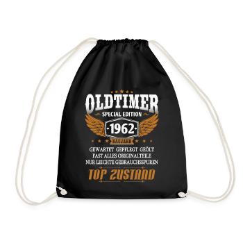 Oldtimer Baujahr 1962 geboren Geburtstag Spruch - Turnbeutel - Schwarz - Vorne