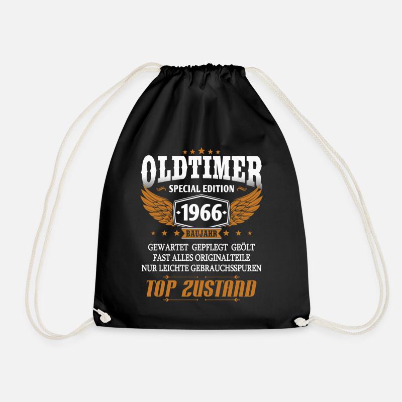 Oldtimer Baujahr 1966 geboren Geburtstag Spruch - Turnbeutel - Schwarz