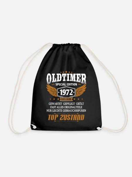 Oldtimer Baujahr 1972 geboren Geburtstag Spruch - Turnbeutel - Schwarz