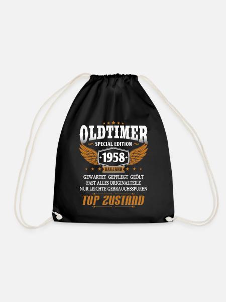 Oldtimer Baujahr 1958 geboren Geburtstag Spruch - Turnbeutel - Schwarz