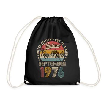 Born September 1976 Vintage Birthday - Drawstring Bag - black - Front