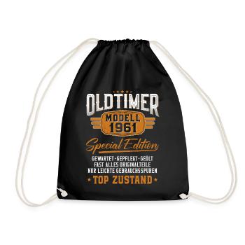 Oldtimer Baujahr 1961 Geburtstagsspruch - Turnbeutel - Schwarz - Vorne