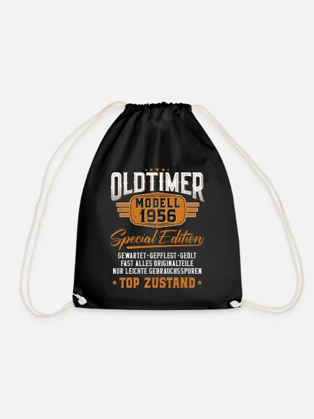 Oldtimer Baujahr 1956 geboren Geburtstagsspruch - Turnbeutel - Schwarz