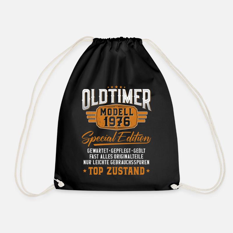 Oldtimer Baujahr 1976 Geburtstagsspruch - Turnbeutel - Schwarz