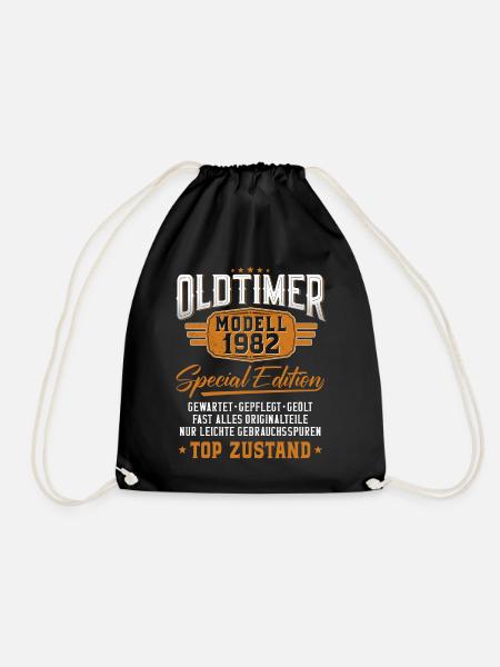 Oldtimer Baujahr 1982 geboren Geburtstagsspruch - Turnbeutel - Schwarz