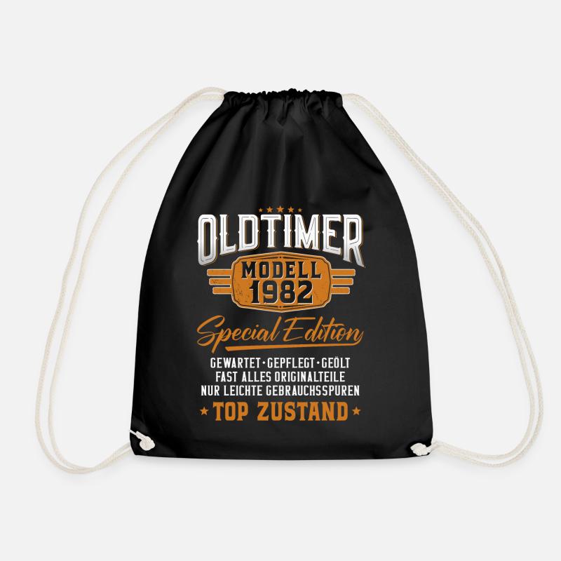 Oldtimer Baujahr 1982 geboren Geburtstagsspruch - Turnbeutel - Schwarz