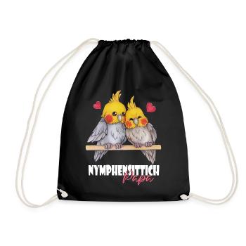 Niedlich Nymphen Geschenk Nymphensittich Papa - Turnbeutel - Schwarz - Vorne