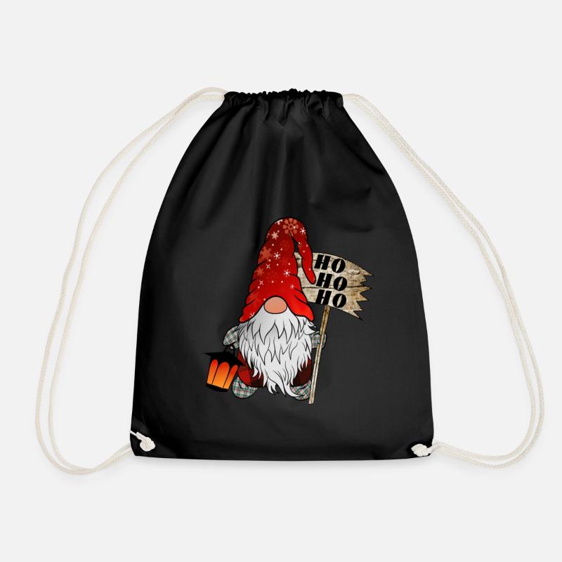 Weihnachts Wicht Christmas Gnome Ho Ho Ho - Turnbeutel - Schwarz