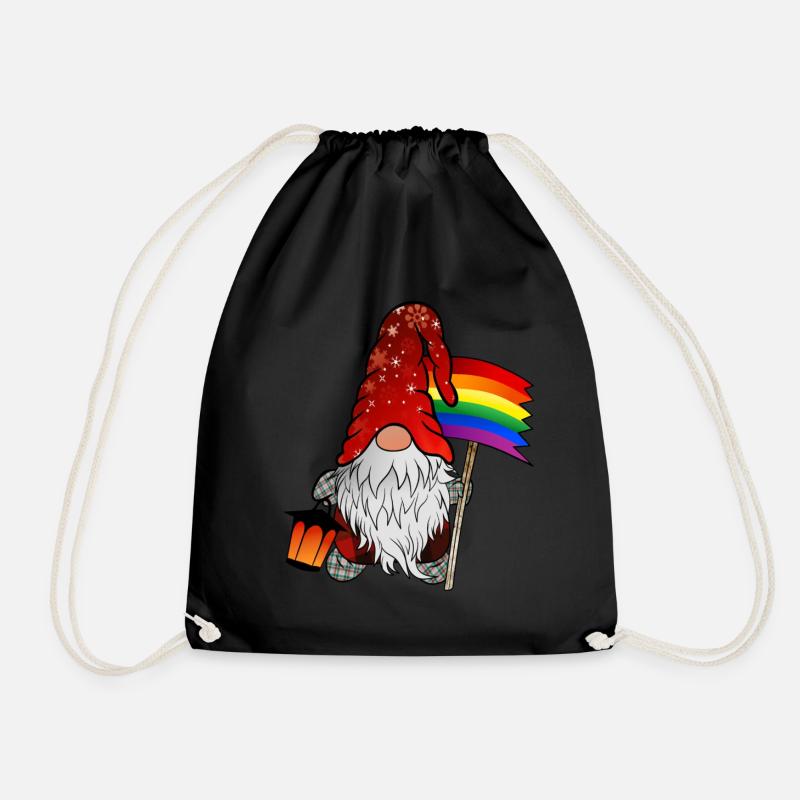 Weihnachts Gnom mit Gay Pride Flagge - Turnbeutel - Schwarz
