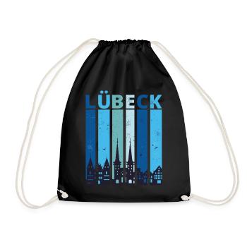 Lübeck Lübecker Stadtsilhouette - Turnbeutel - Schwarz - Vorne