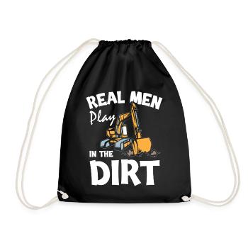 Real Men Play In The Dirt Excavator - Drawstring Bag - black - Front