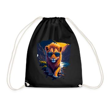 Mignon bébé lion - Sac de sport léger - noir - Devant