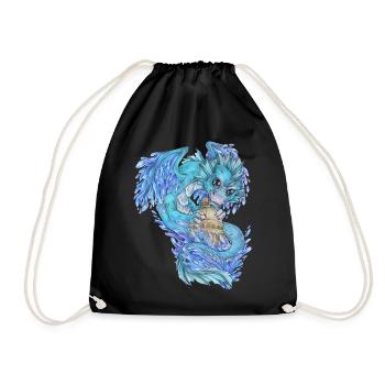 Niedlich Drache Phantasie Mythologie Wasser See - Turnbeutel - Schwarz - Vorne