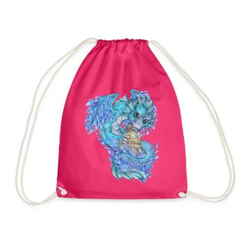 Niedlich Drache Phantasie Mythologie Wasser See - Turnbeutel - Fuchsia - Vorne