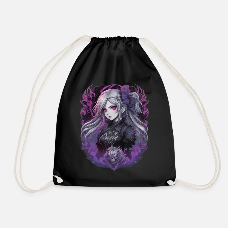 Gothic Anime Girl - Drawstring Bag - black