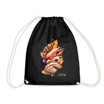 Watercolor Surreal Cafeteria - Drawstring Bag - black - Front
