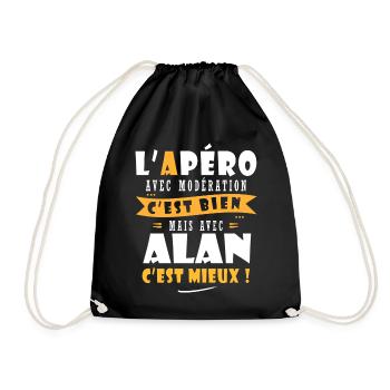 Alan Apero T shirt Humour personnalisé alan - Sac de sport léger - noir - Devant
