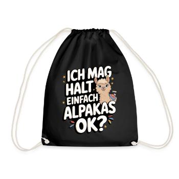 Alpaca llama alpacas animal - Drawstring Bag - black - Front