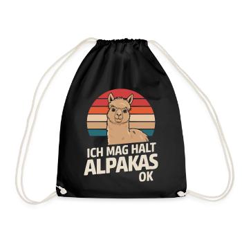 Alpaca llama alpacas animal - Drawstring Bag - black - Front