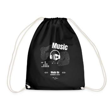Music - Headphones & Hustle - Turnbeutel - Schwarz - Vorne