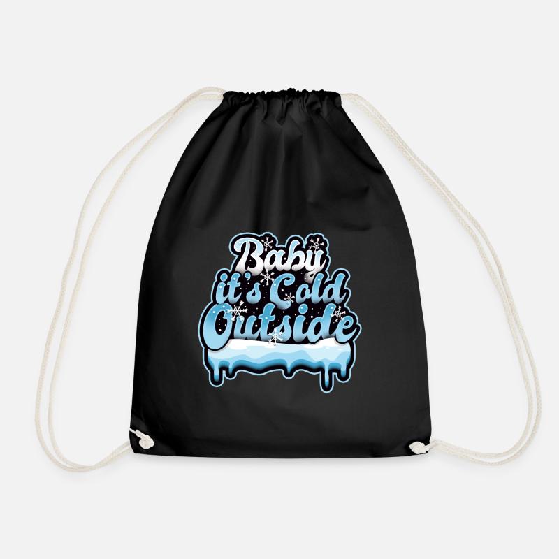 Winter cold frost snow baby - Drawstring Bag - black