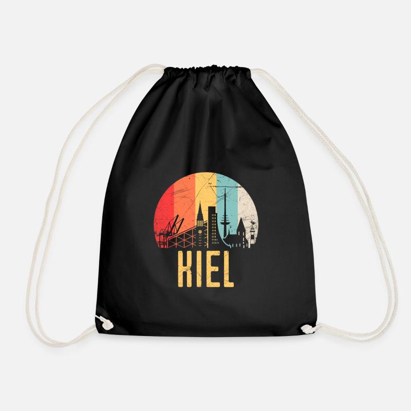 Kiel Skyline Silhouette 80er Retro Vintage - Turnbeutel - Schwarz