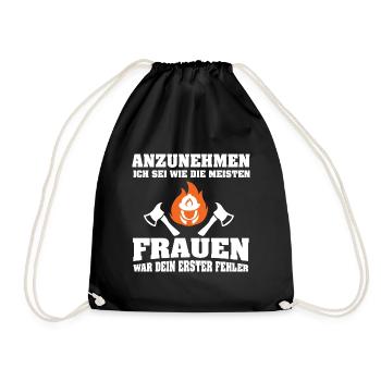 Feuerwehrfrau Spruch - Turnbeutel - Schwarz - Vorne