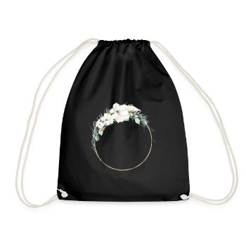 Boho Floral Circle customizable - Drawstring Bag - black - Front