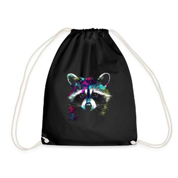 Raton laveur Forêt animale Coloré - Sac de sport léger - noir - Devant