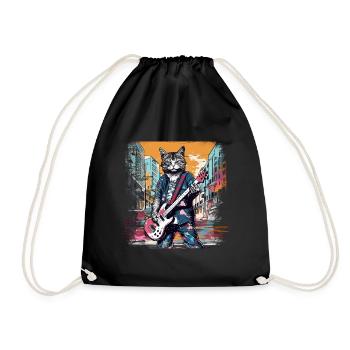Cat Musicien E Guitare Smell N Roll Music Animal - Sac de sport léger - noir - Devant