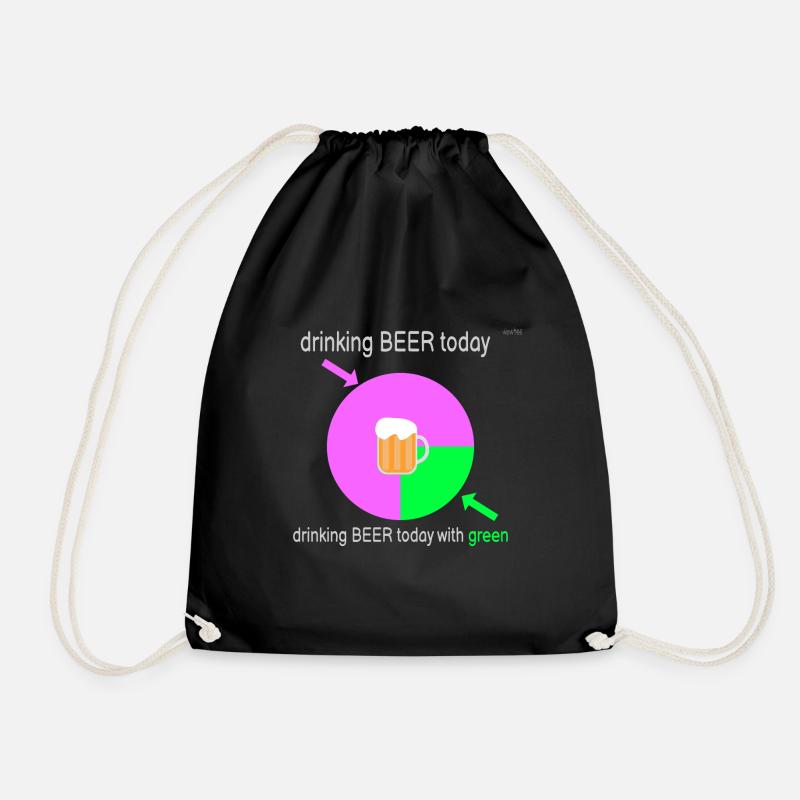 I drink beer today - I think - Drawstring Bag - black