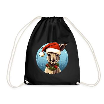 Kängurus Weihnachten - Turnbeutel - Schwarz - Vorne