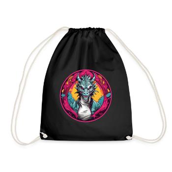 Feuerdrache Drachenportrait für Drachenfans Drache - Turnbeutel - Schwarz - Vorne