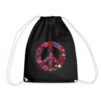 Valentine's Day Peace Sign Logo - Drawstring Bag - black - Front