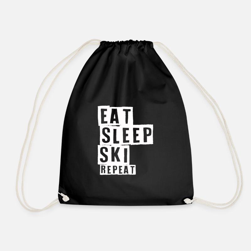 Eat Sleep Ski Repeat - Turnbeutel - Schwarz