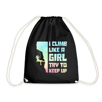 I Climb Like A Girl Try To Keep Up Bouldering Clim - Turnbeutel - Schwarz - Vorne
