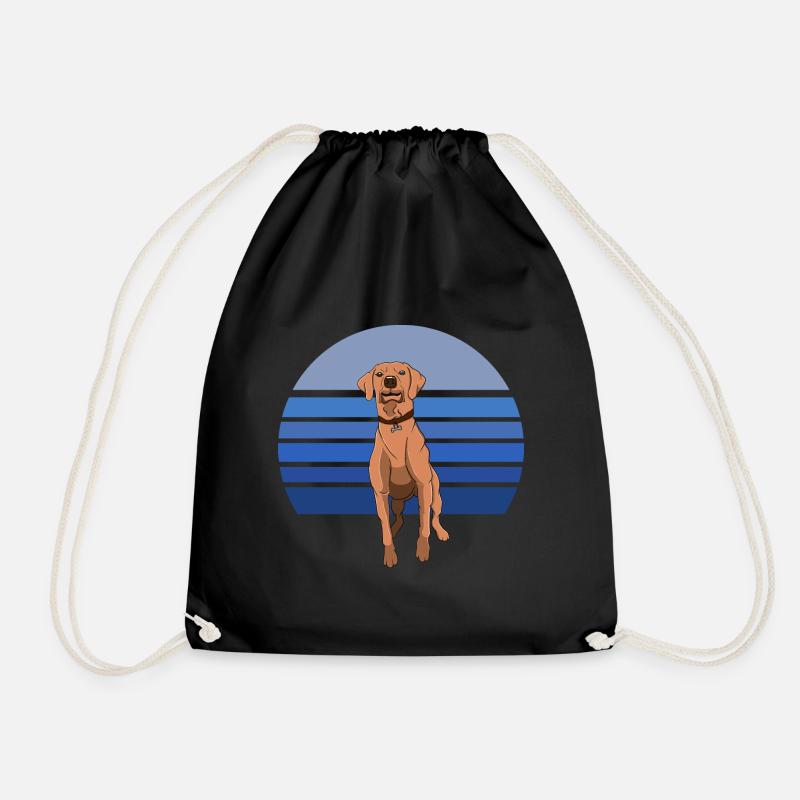 Rhodesian Ridgeback Dog Retro Blue 2 - Drawstring Bag - black