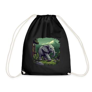 Elefant Afrika Asien Tier Elefantenbaby - Turnbeutel - Schwarz - Vorne