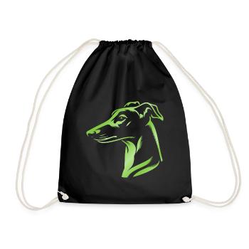 Greyhound Whippet, Dog Head, Drawing Green - Drawstring Bag - black - Front