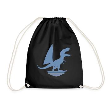 Dinosaur T-Rex Sailboat Silhouette minimalisti - Drawstring Bag - black - Front