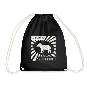 Old School Retro 90's Tapir Tapirrific Gift - Drawstring Bag - black - Front